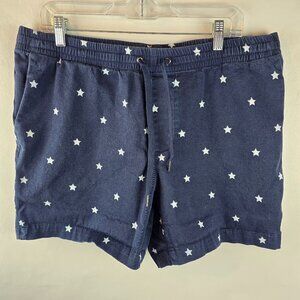 Pacsun Shorts Mens Large Blue Chino Khaki Star Print Elastic Waist Patriotic 5"